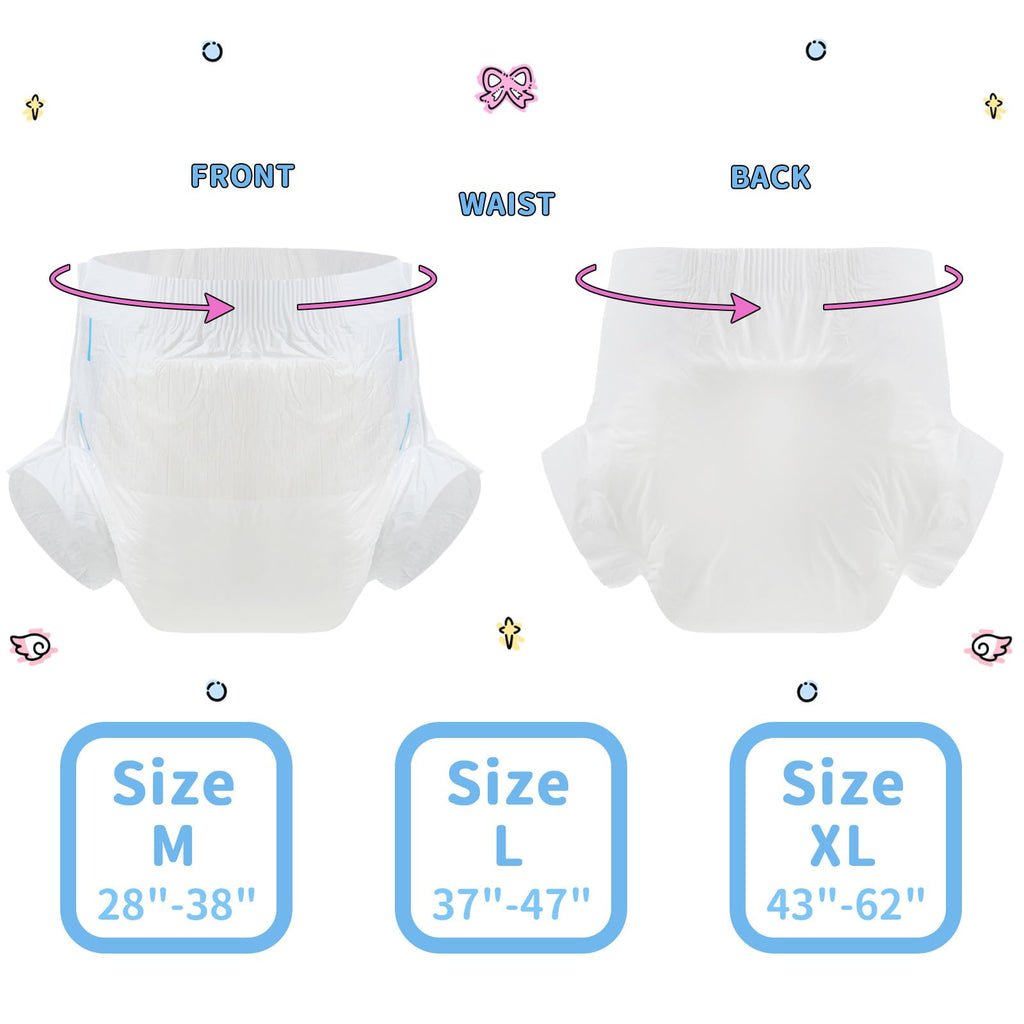 CutiePlusU Disposable Adult Diaper Heavy Absorption Dry Surface Adult Diapers All Night- White 10 Pieces