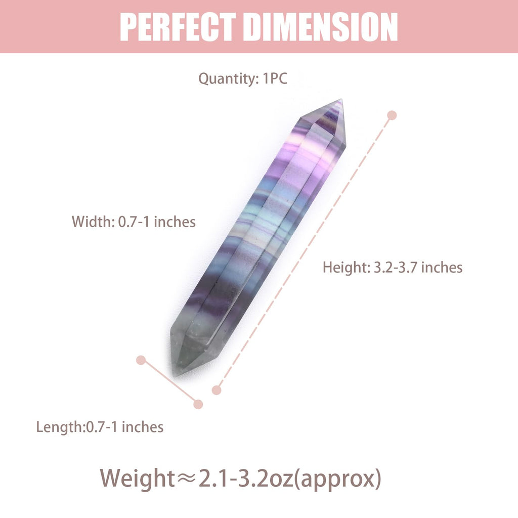 WHAL&YUNE Gemstone Wands 1PC, Rainbow Fluorite Hexagonal Wand Crystals and Healing Stones, Natural Hand Carved Pointed Stone Cry