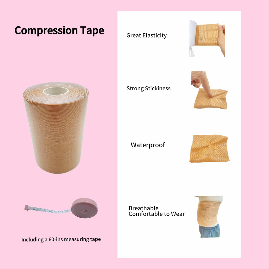 Body Stomach Compression Tape- Extra Wide Kaotic Belly Tape for Body Shaping& Workout& Sweater Enhancer& Skin Protection (Skin C