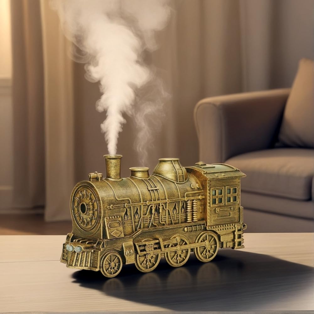 Train Humidifier with Essential Oil Diffuser - 300ML Large Capacity Ultrasonic Dual Mist Output, 4Color LED Night Light with Rem