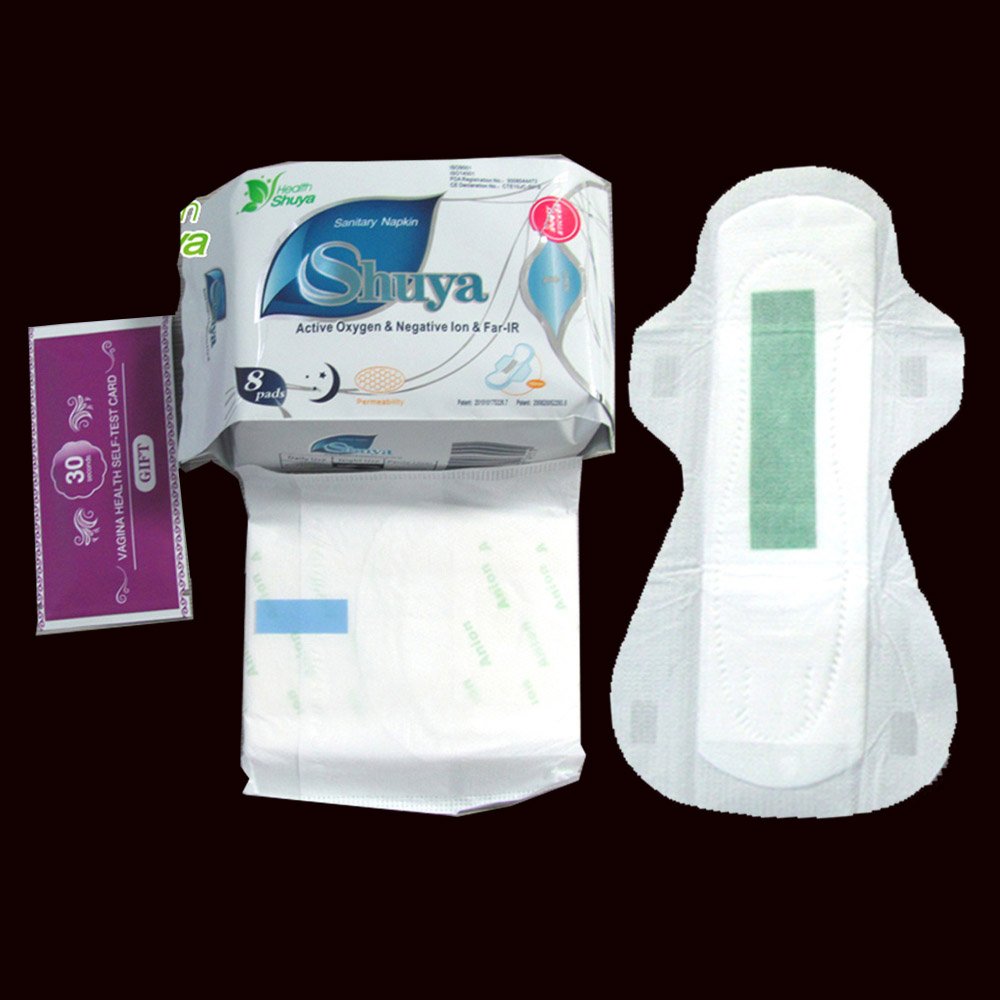 SHUYA Patented Anion Regular&Overnight Pads and Panty Liners Combination Suit Packaging with Free Testing Gift, Mint Herbal Scen