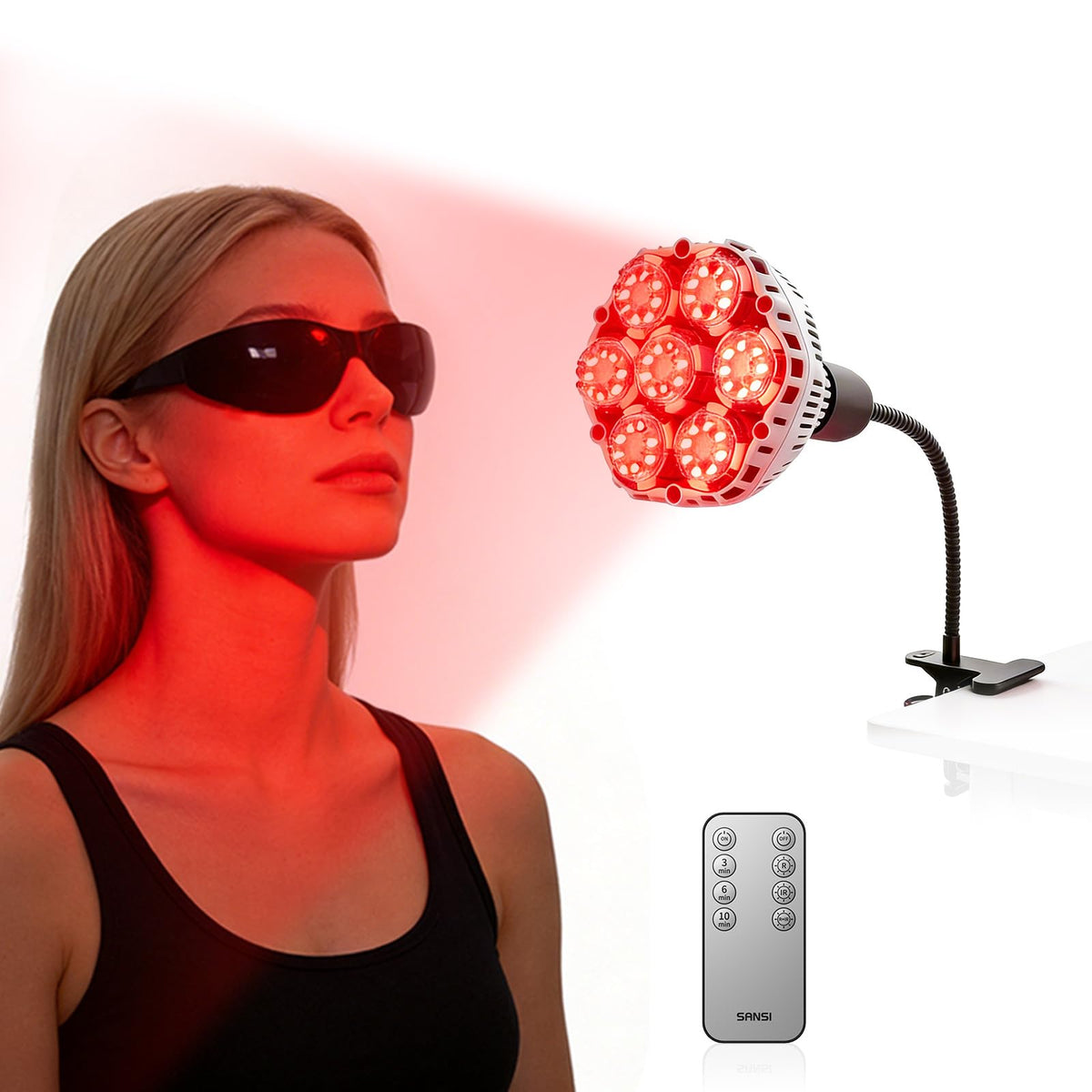 SANSI ClipOn Red Light Therapy Bulb, 660nm 850nm Infrared Lamp, 32W