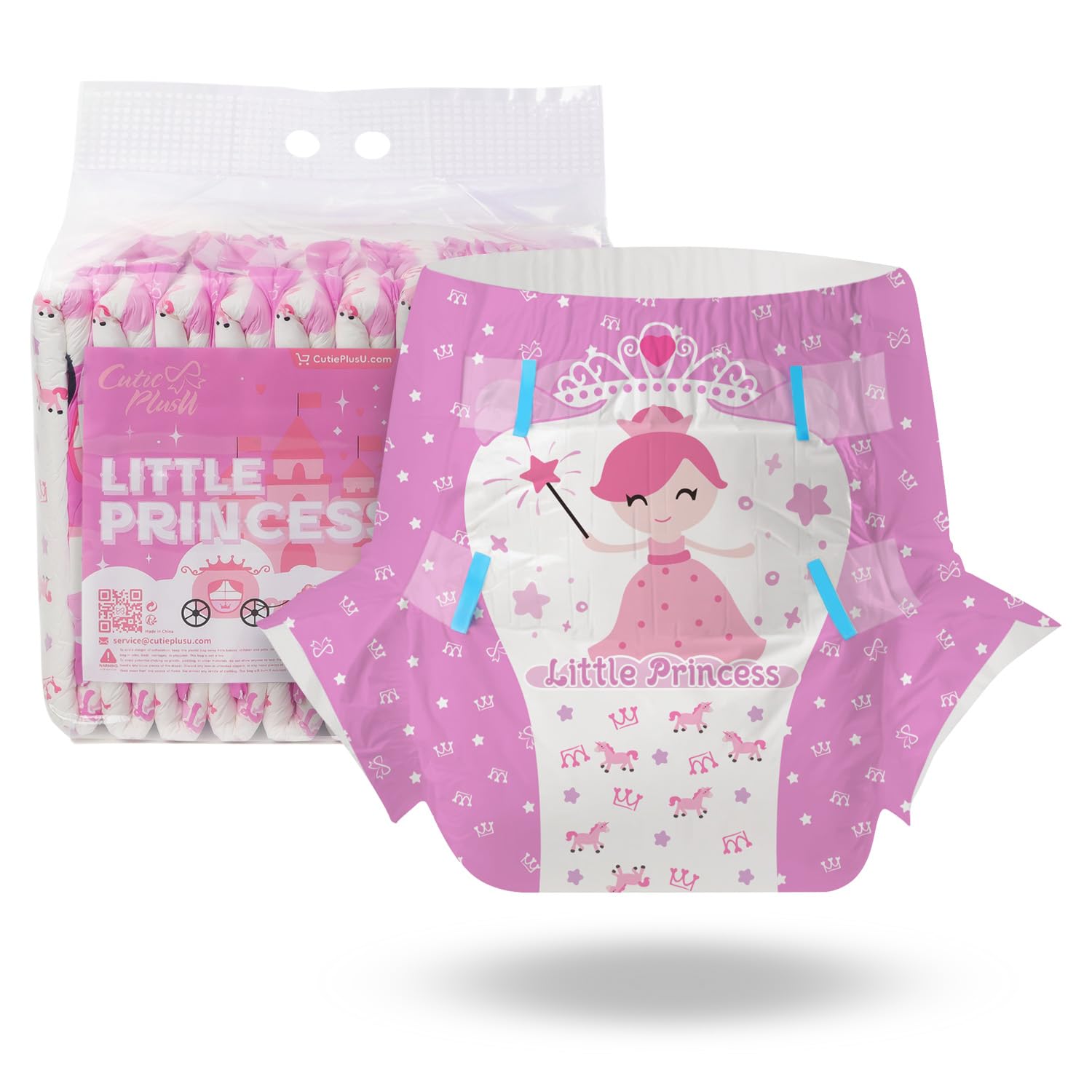 CutiePlusU Adult Diapers 10 Pieces, Disposable Incontinence Briefs with Tabs for Women and Men, Maximum Overnight Absorbency- Li