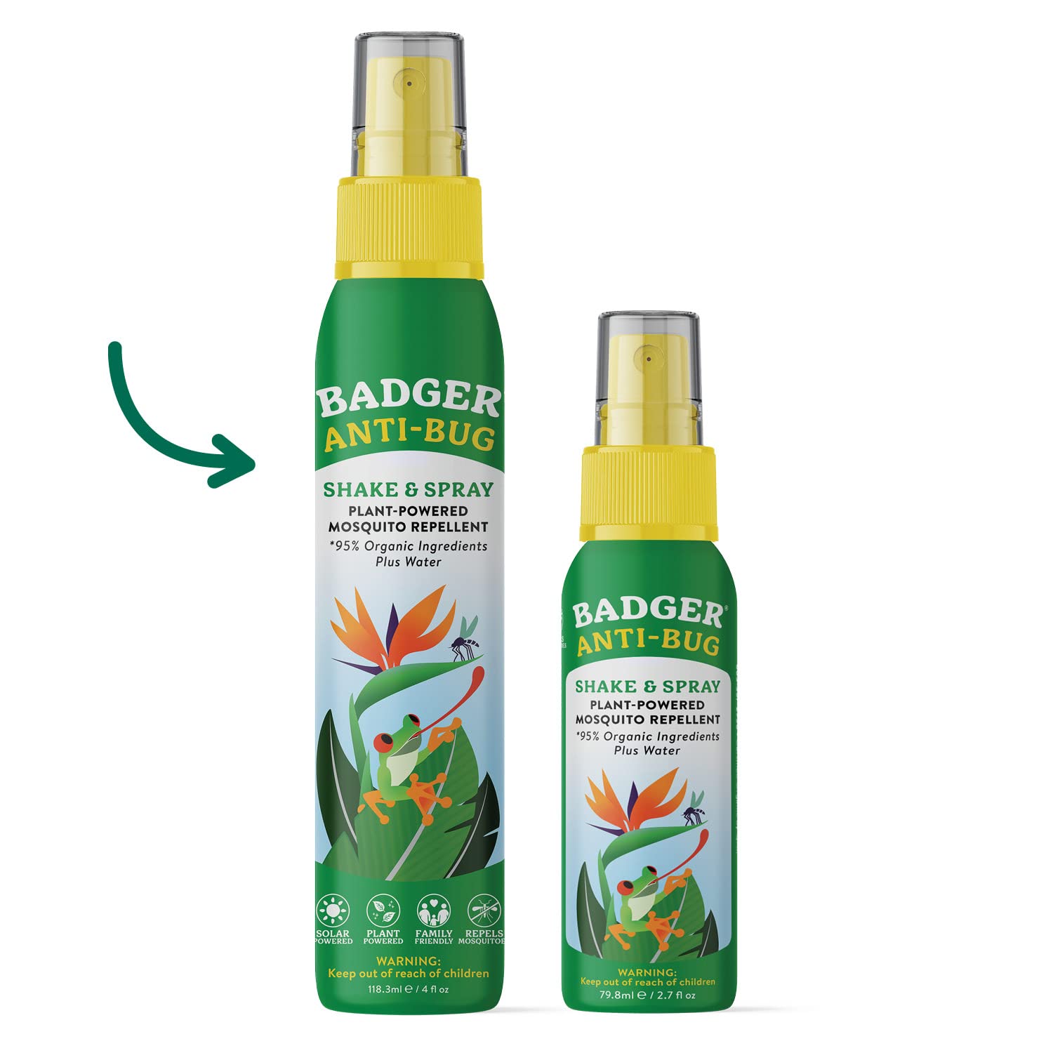 Badger - Anti-Bug Shake & Spray, DEET-Free Natural Bug Spray, Eco-Friendly, Certified Organic Mosquito Spray, Great for Kids, In
