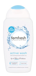 Femfresh Ultimate Care Active Vaginal Wash - Intimate Feminine Hygiene Shower & Bath Gel Cleanser - pH Balanced, Soap Free, Frag