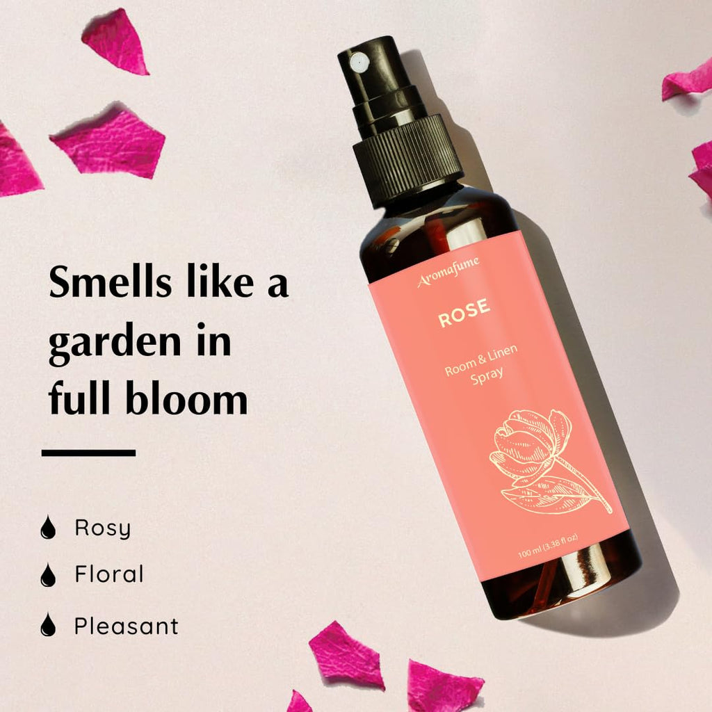 Rose Room, Linen & Pillow Spray by Aromafume | 100ml/3.38 fl oz | with Pure Rose Essential Oil | Aromatherapy Spray | Mist for B