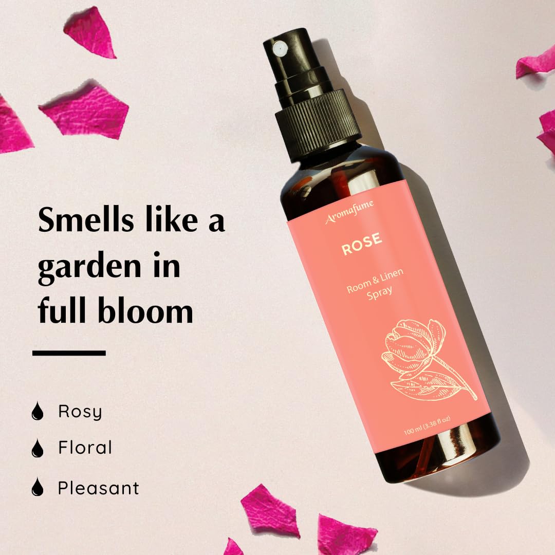 Rose Room, Linen & Pillow Spray by Aromafume | 100ml/3.38 fl oz | with Pure Rose Essential Oil | Aromatherapy Spray | Mist for B