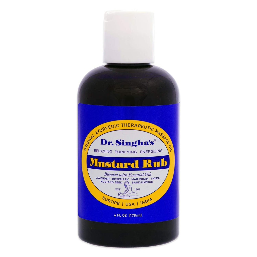 Dr. Singhas Mustard Rub, Therapeutic Body Massage Oil - with Best Essential Oils for Sore Muscles & Stiff Muscle Relief (6 Ounc