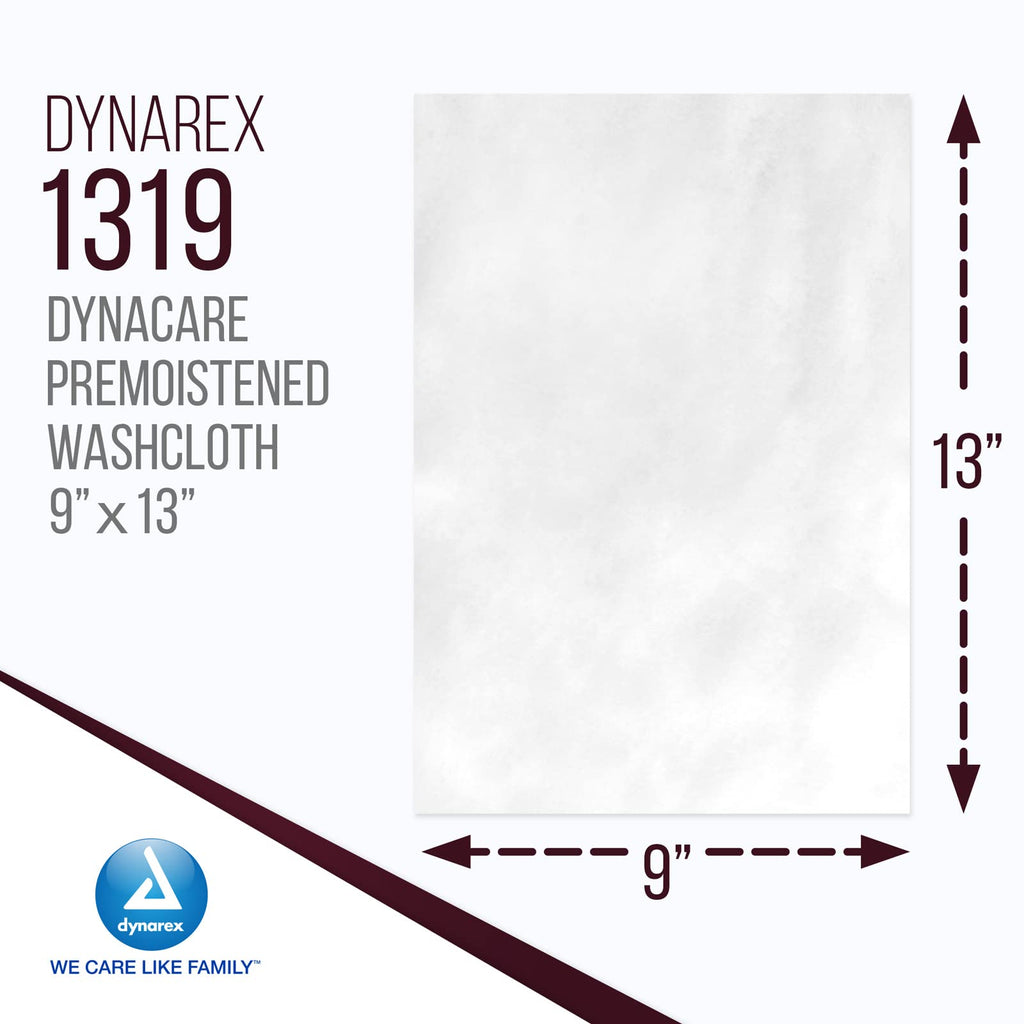 Dynarex Personal Cleansing Washcloth - Pre-Moistened Wet Wipes with Lanolin & Aloe Vera - Disposable Sheets for Incontinence, Pe