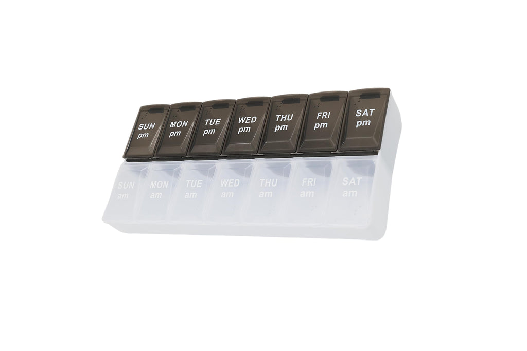 7 Day Weekly Pill AM PM Organizer, ShysTech Large Pill Case Pill Box for Pills/Vitamin/Supplements/Medication (Black/White)