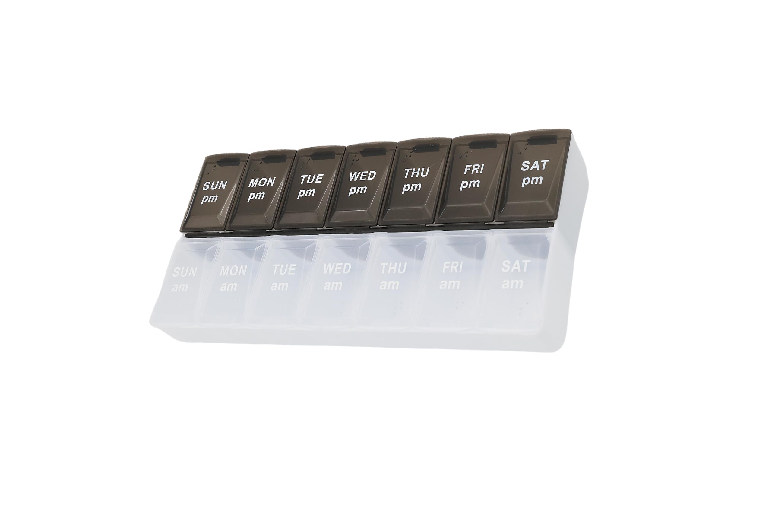7 Day Weekly Pill AM PM Organizer, ShysTech Large Pill Case Pill Box for Pills/Vitamin/Supplements/Medication (Black/White)