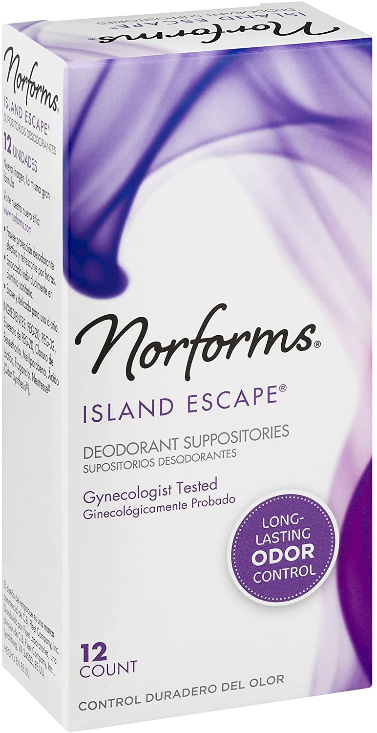 NORFORMS Feminine Deodorant Suppositories-Island Escape-12 ct, 2 pk