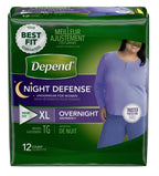 Extra Large Overnight Depends - Night Defense Incontinence Underwear for Women,12 count - XL