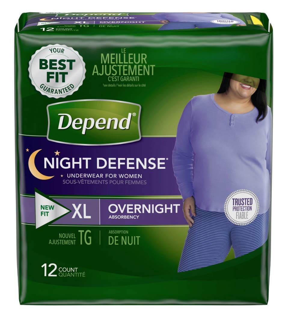 Extra Large Overnight Depends - Night Defense Incontinence Underwear for Women,12 count - XL