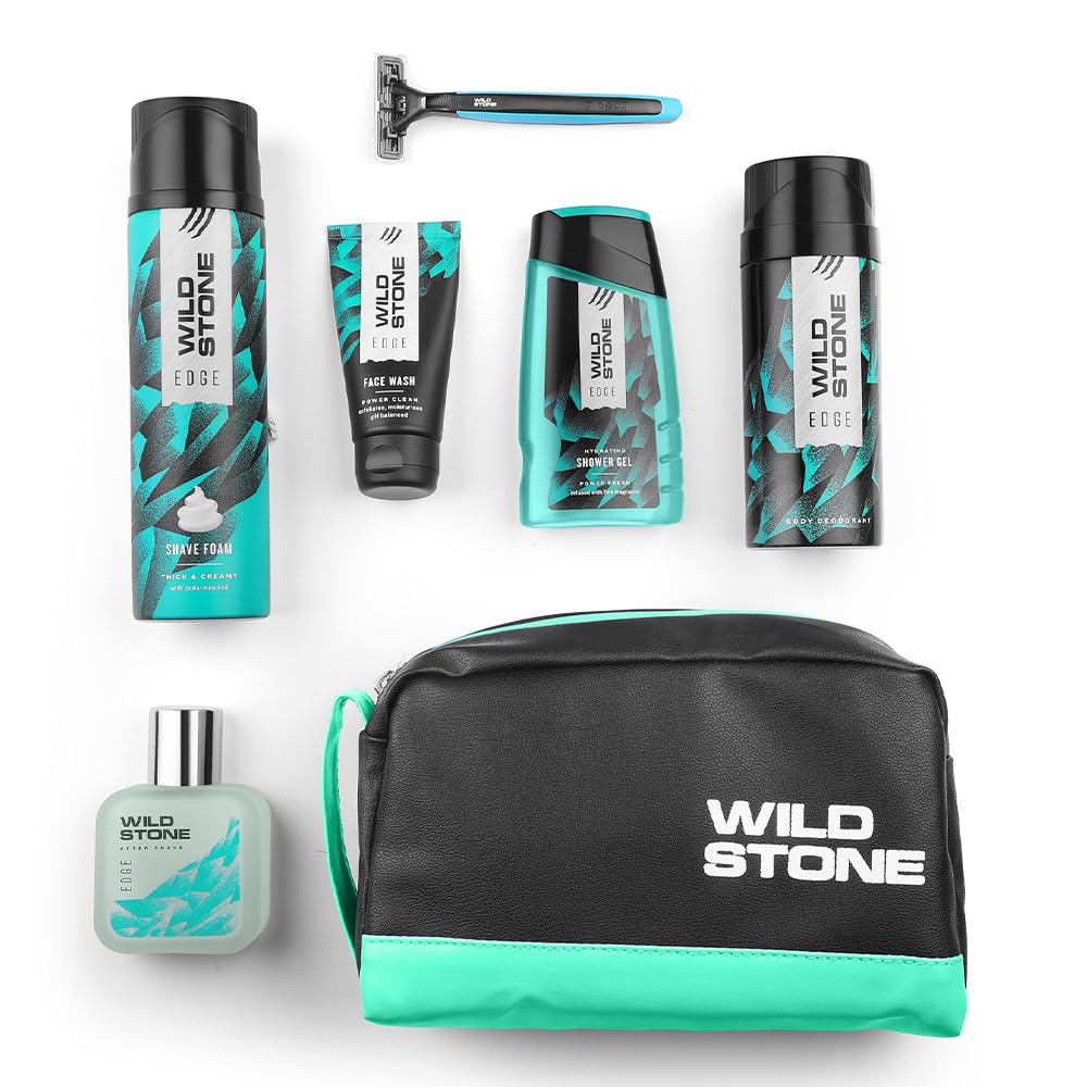 Wild Stone Edge Grooming Kit L Professional Shaving Kit For Men L Deodorant For Men L Shaving Cream L Ph Balanced Face Wash L Sh