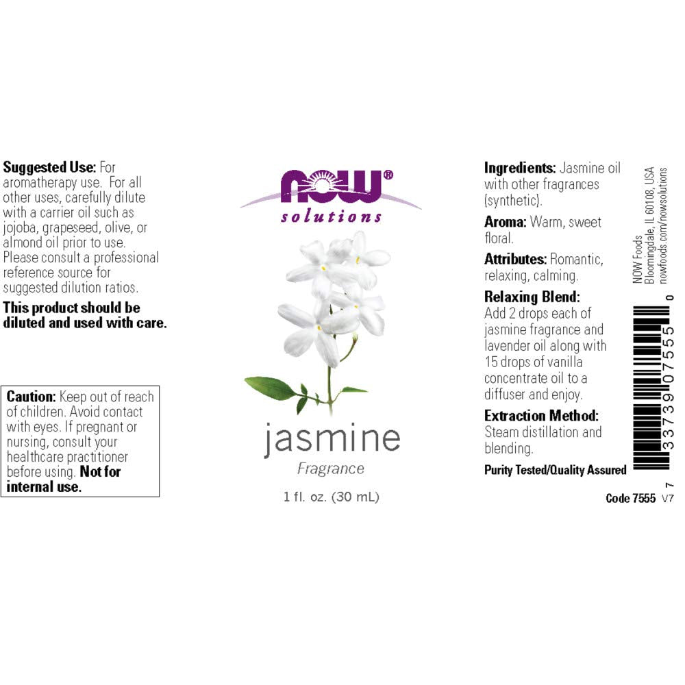 Now Foods Jasmine Scented Oil, 1 Ounce (Pack of 2) - Aromatherapy, Scented
