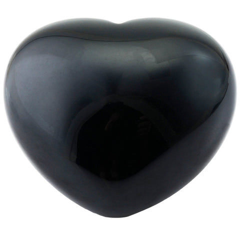 SUNYIK Natural Black Obsidian Carved Puff Heart Pocket Stone,Healing Palm Crystal Pack of 1(1.6'')