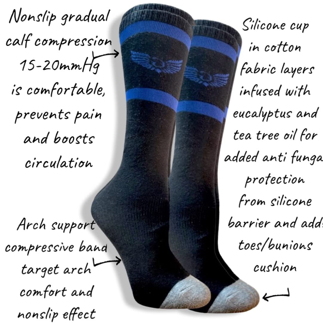 GUARDIANGEL Diabetic Neuropathy Socks, Silicone Cushion Over Toes in Cotton Fabric Layers, toenails Guard, Compression socks, Cu