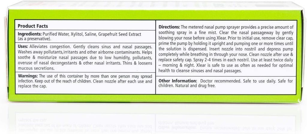Xlear Nasal Spray, Natural Saline Nasal Spray with Xylitol, Nose Moisturizer for Kids and Adults, 1.5 fl oz (Pack of 3)