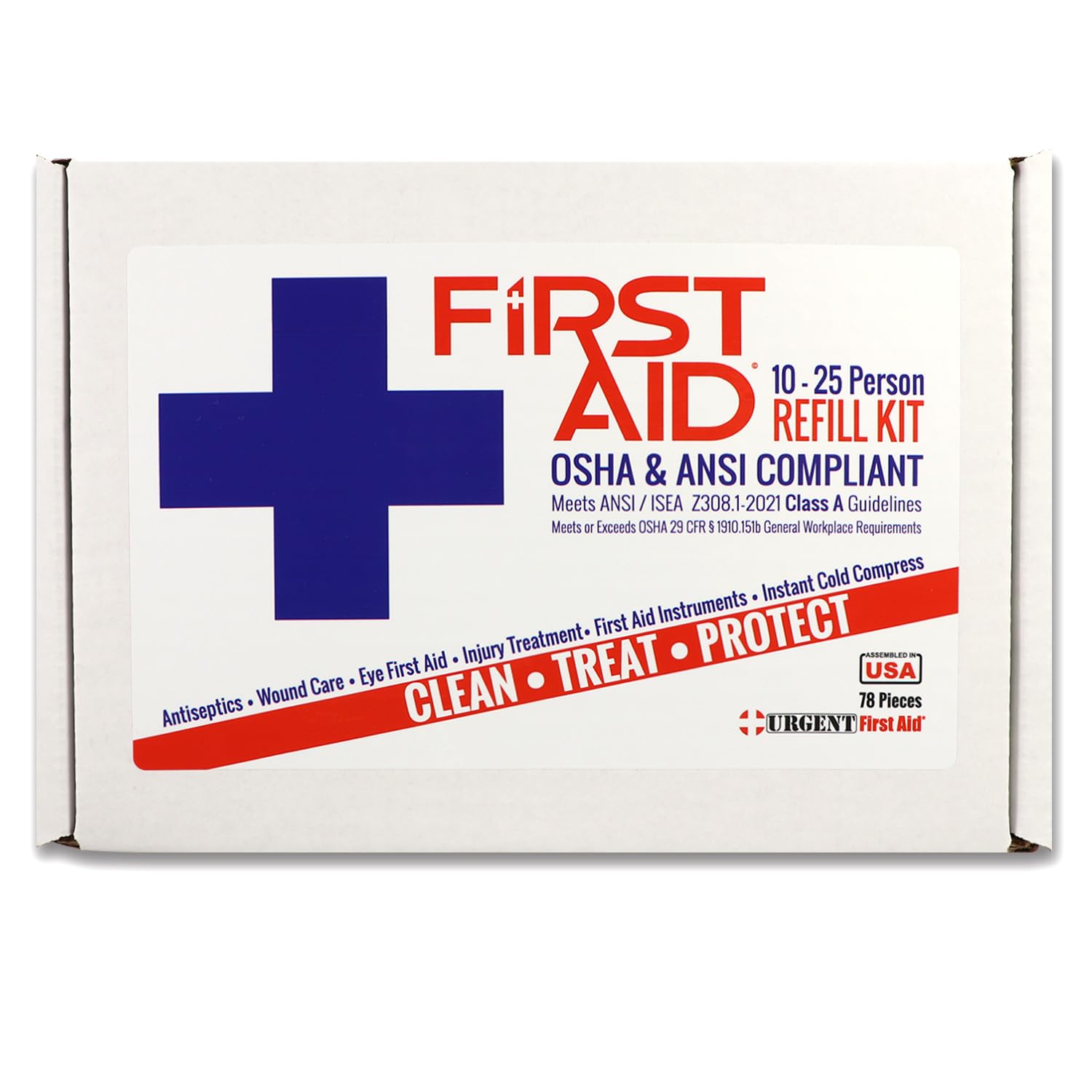 OSHA & ANSI First Aid Kit Refill/Upgrade, 25 Person, 78 Pieces, ANSI 2021 Class A for Office, Business, Home or car Boxes and ca