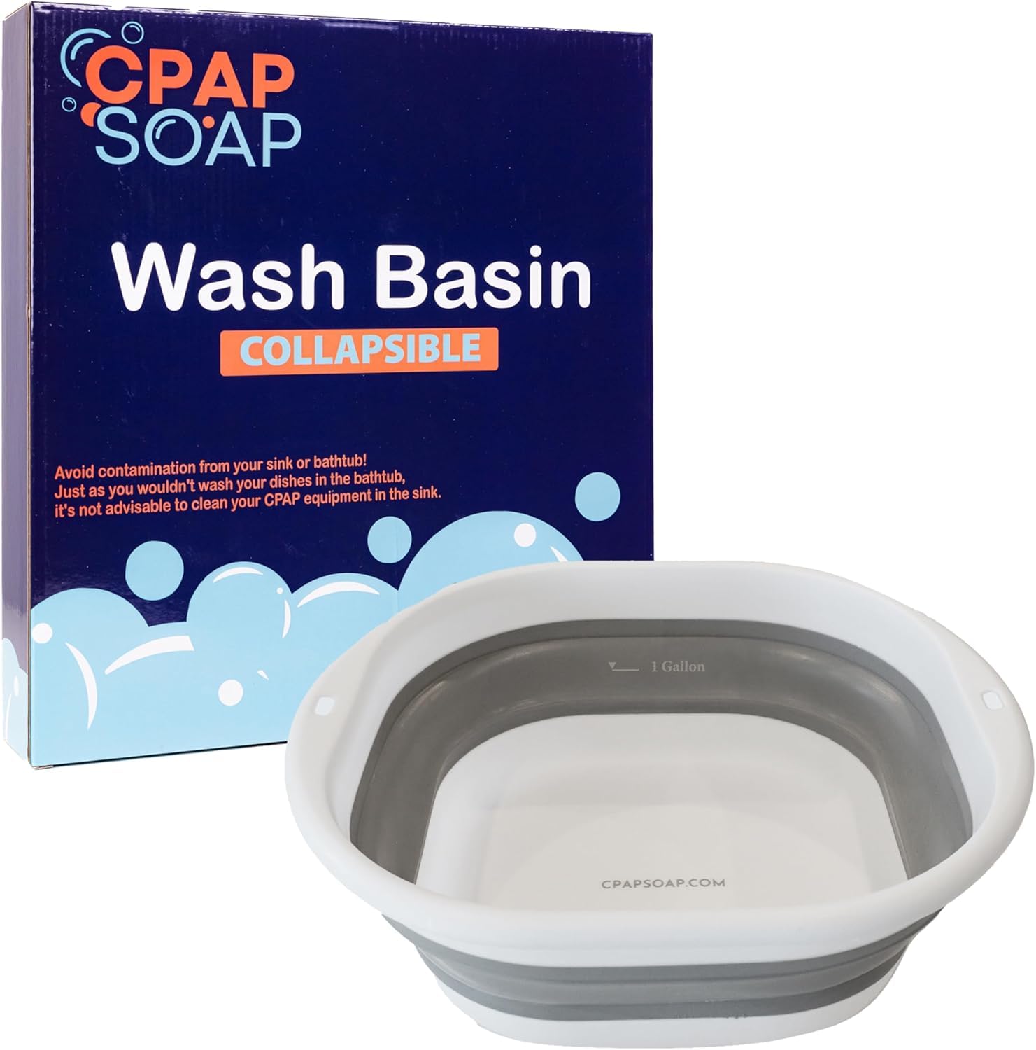 CPAP Soap Clean Start Kit - Wash Basin, 2-Piece Cleaning Brush Set with Flexible Soft Bristles, and Hose Hanger with Suction Cup