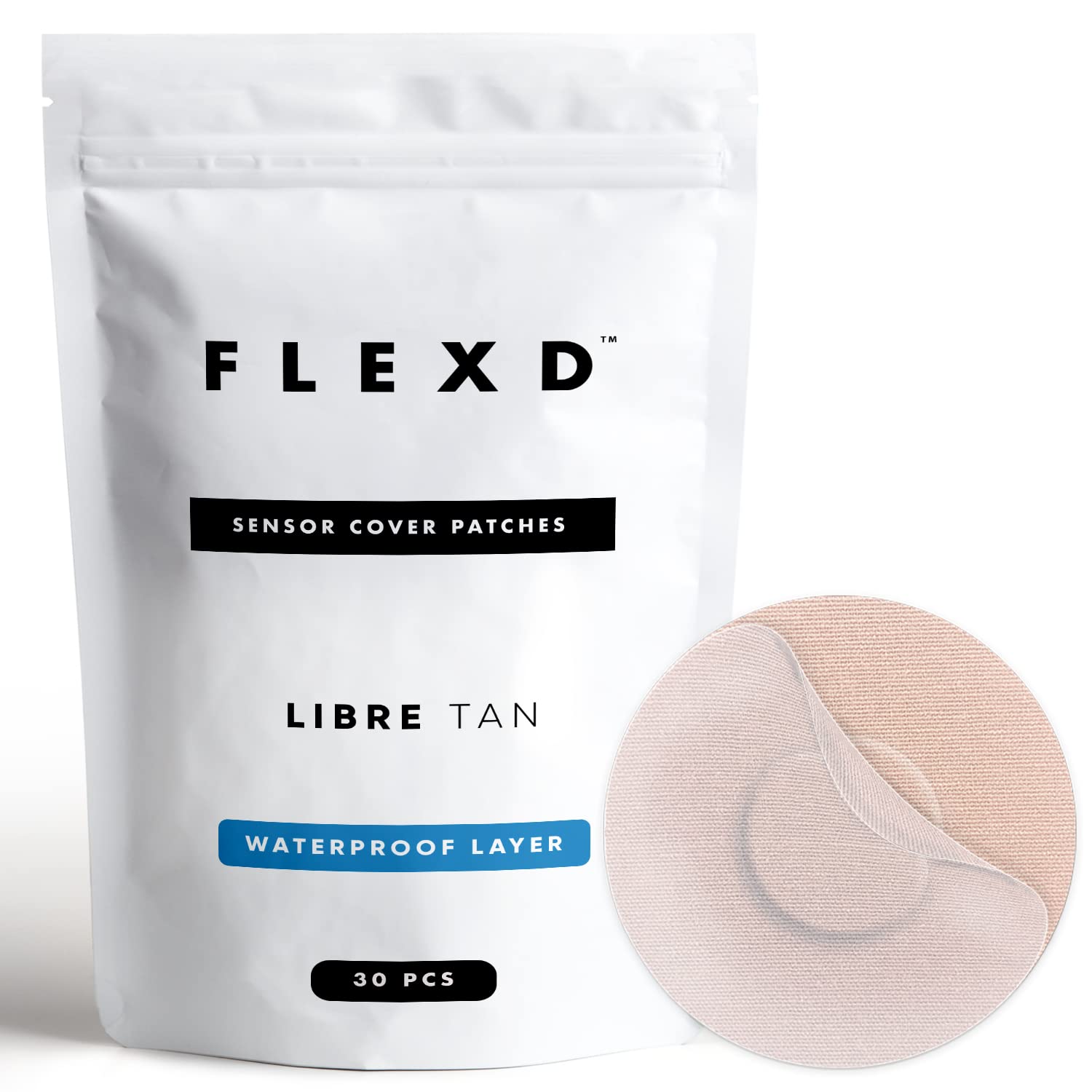 Flexd - Freestyle Waterproof Sensor Covers for Libre 2 & 3 - (30 Pcs) - Libre 3 Sensor Covers - CGM Adhesive Patches - Without A