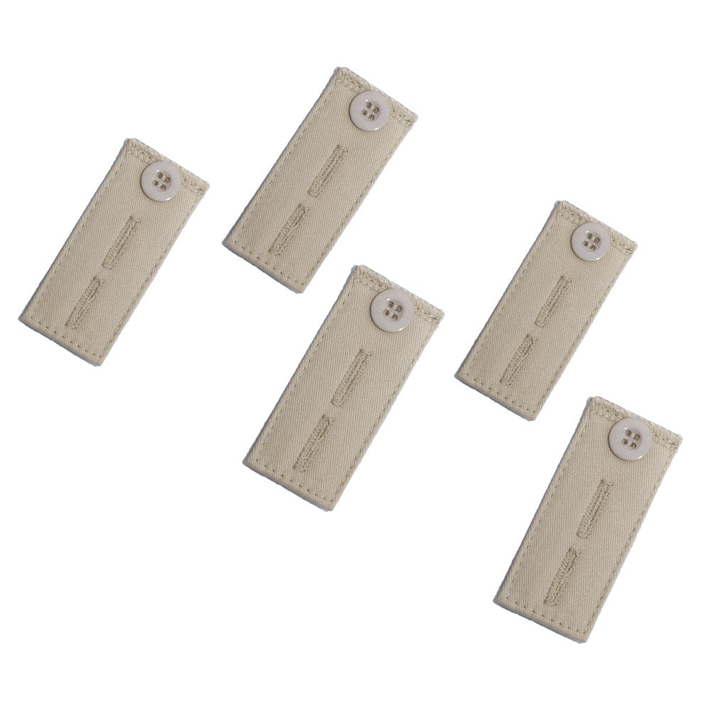 25-Pack Pant Waistband Extension - Adjustable Cotton Button (5 of Each: Black, Khaki, Navy Blue, Brown, Taupe Grey) - Instant Br