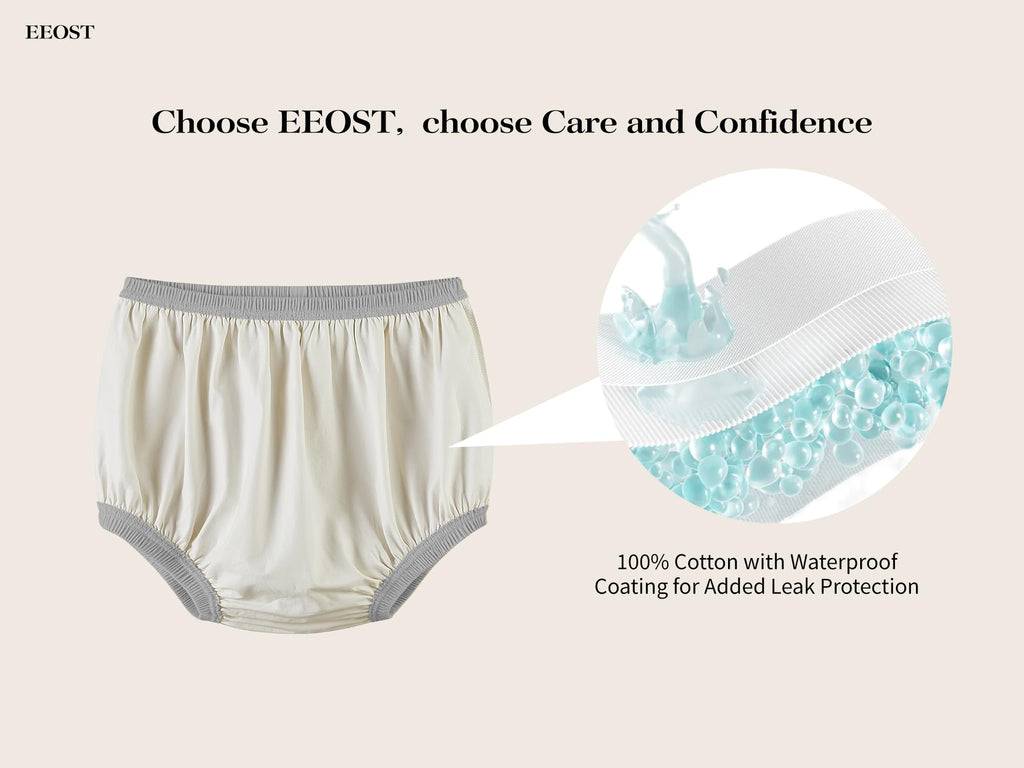 EEOST Adult Diaper Cover for Incontinence Noiseless Leak-Protection Underwear Waterproof Plastic Pants Rubber Pants Lightweight(