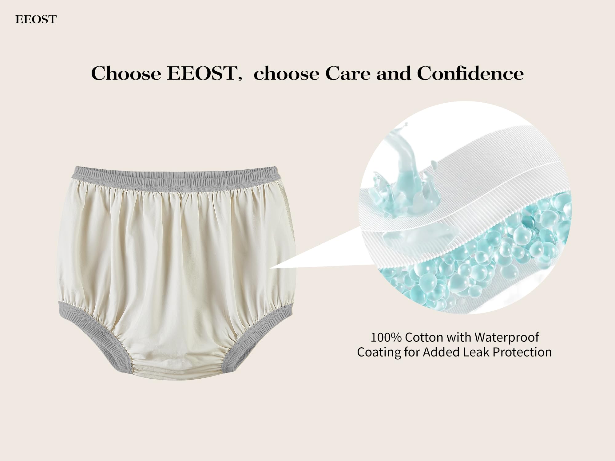 EEOST Adult Diaper Cover for Incontinence Noiseless Leak-Protection Underwear Waterproof Plastic Pants Rubber Pants Lightweight(