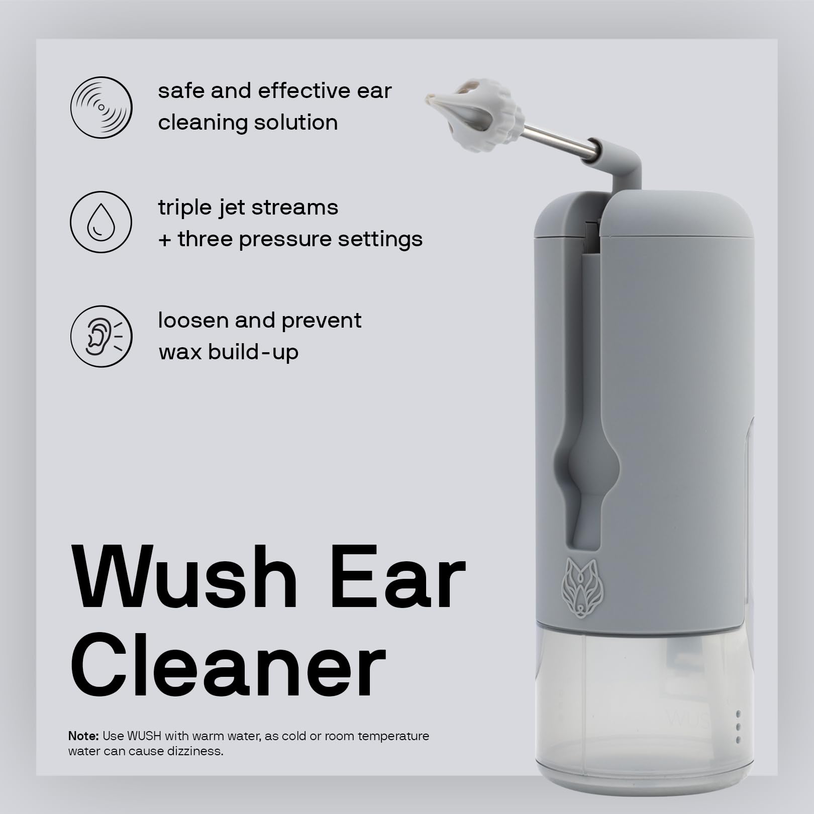 Wush Pro by Black Wolf - The Original Deluxe Water Powered Ear Cleaner with 6 Reusable Replacement Tips by Black Wolf - Safe & E