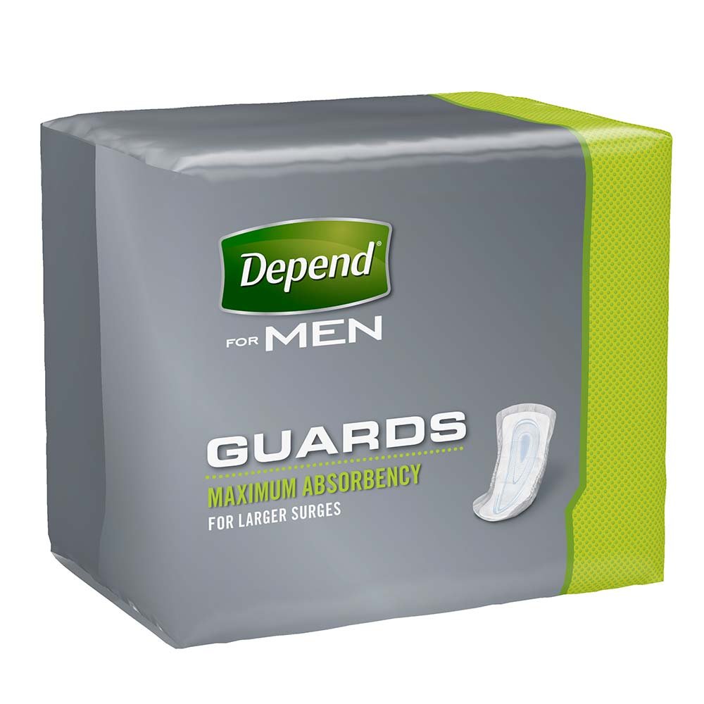 Depend Guards for Men Bladder Control Pad 12 Inch Length Heavy Absorbency Absorb-Loc One Size Fits Most Male Disposable, 13792 -