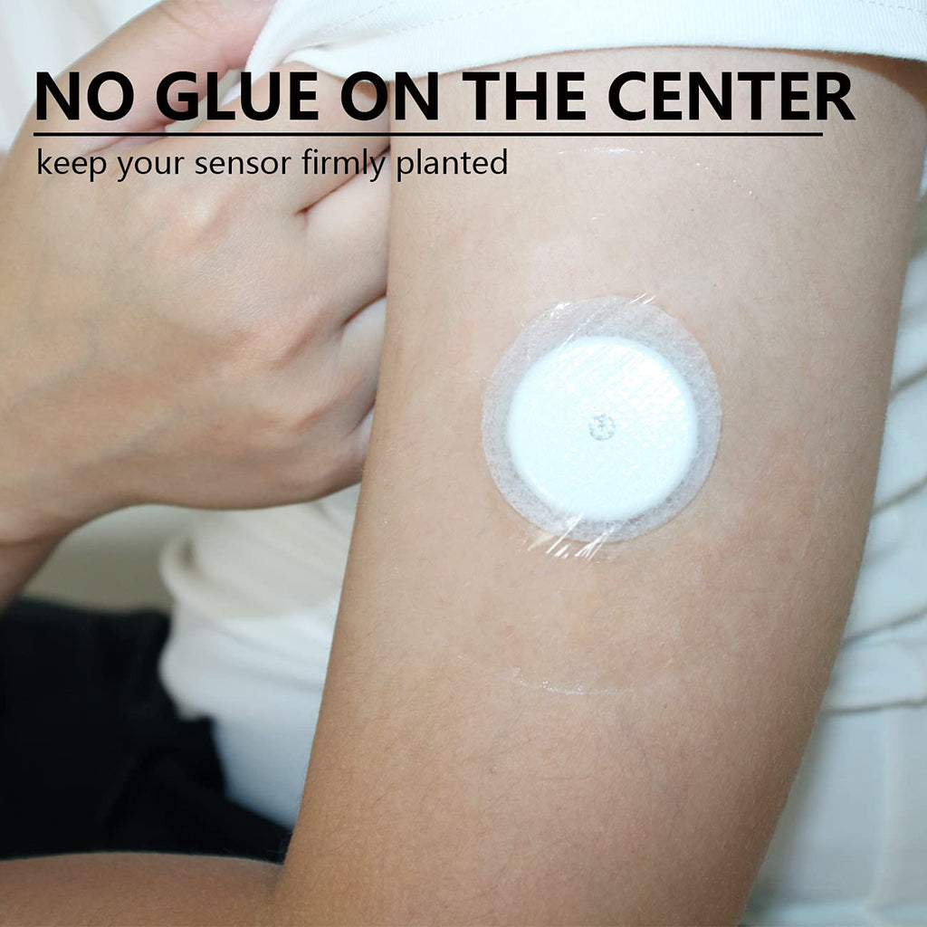 Sensor Covers for Libre 1/2, 55 Pack Waterproof Adhesive Patches,Transparent Tape Long Lasting-Without Hole-HECHUAN