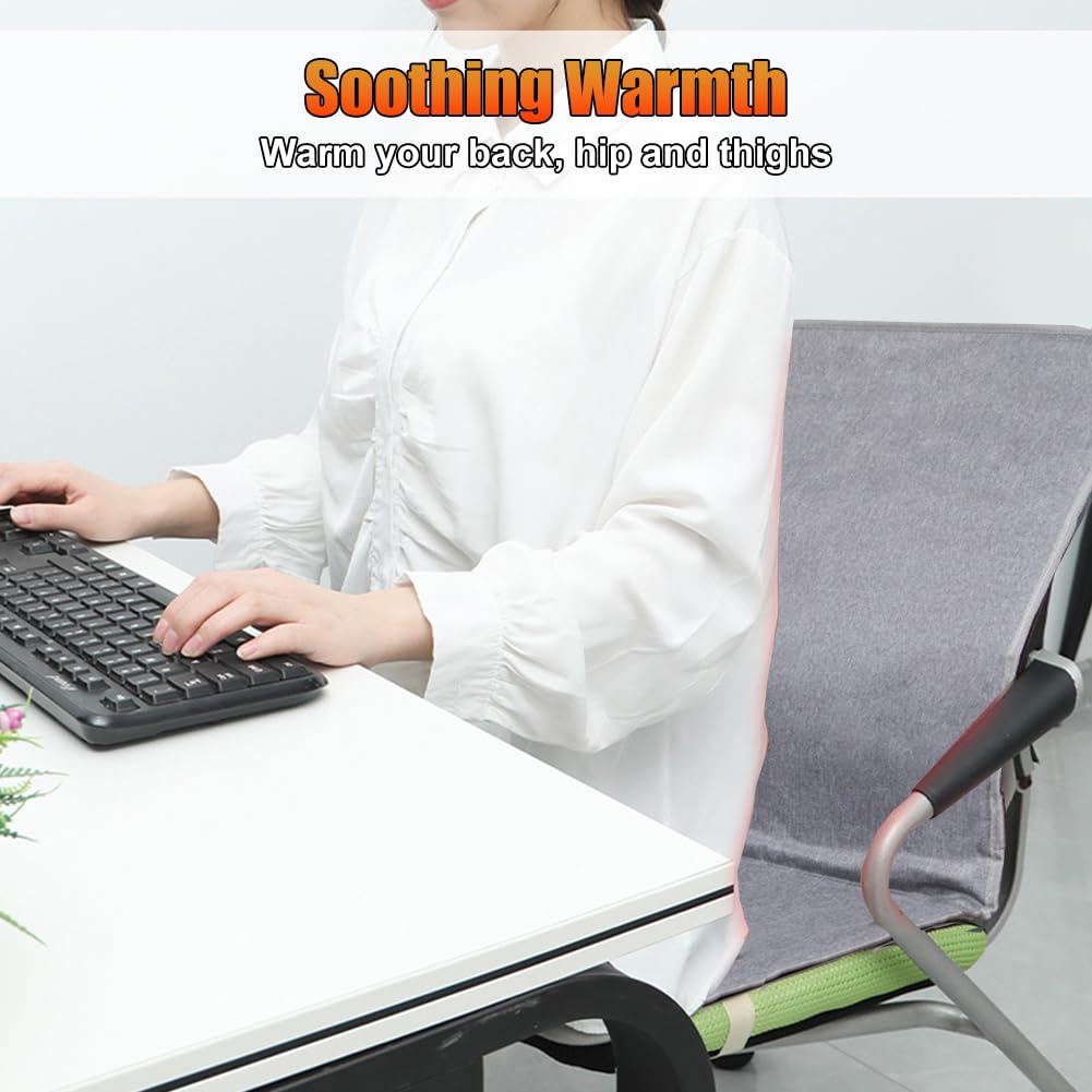 WOOLALA USB Heated Seat Cushion for Office Chair, Large Heating Area Heated Seat Cover Therapy Heating Pad for Back, Lumbar, Hip