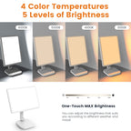 LASTAR Light Therapy Lamp, UV-Free 12000 Lux Max at 12, Sun Lamp with 5 Brightness Levels & 4 Color Temperatures & 6 Timer Funct