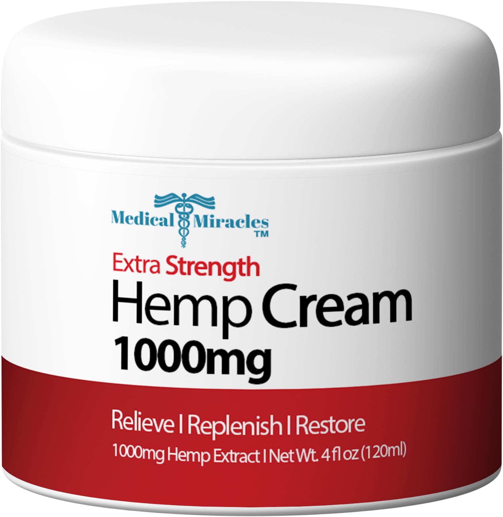 Medical Miracles Hemp Relief Cream - Ideal for HIPS, Joints, Neck, Back, Elbows, Fingers, Hands, and Knees Proudly Made in USA (
