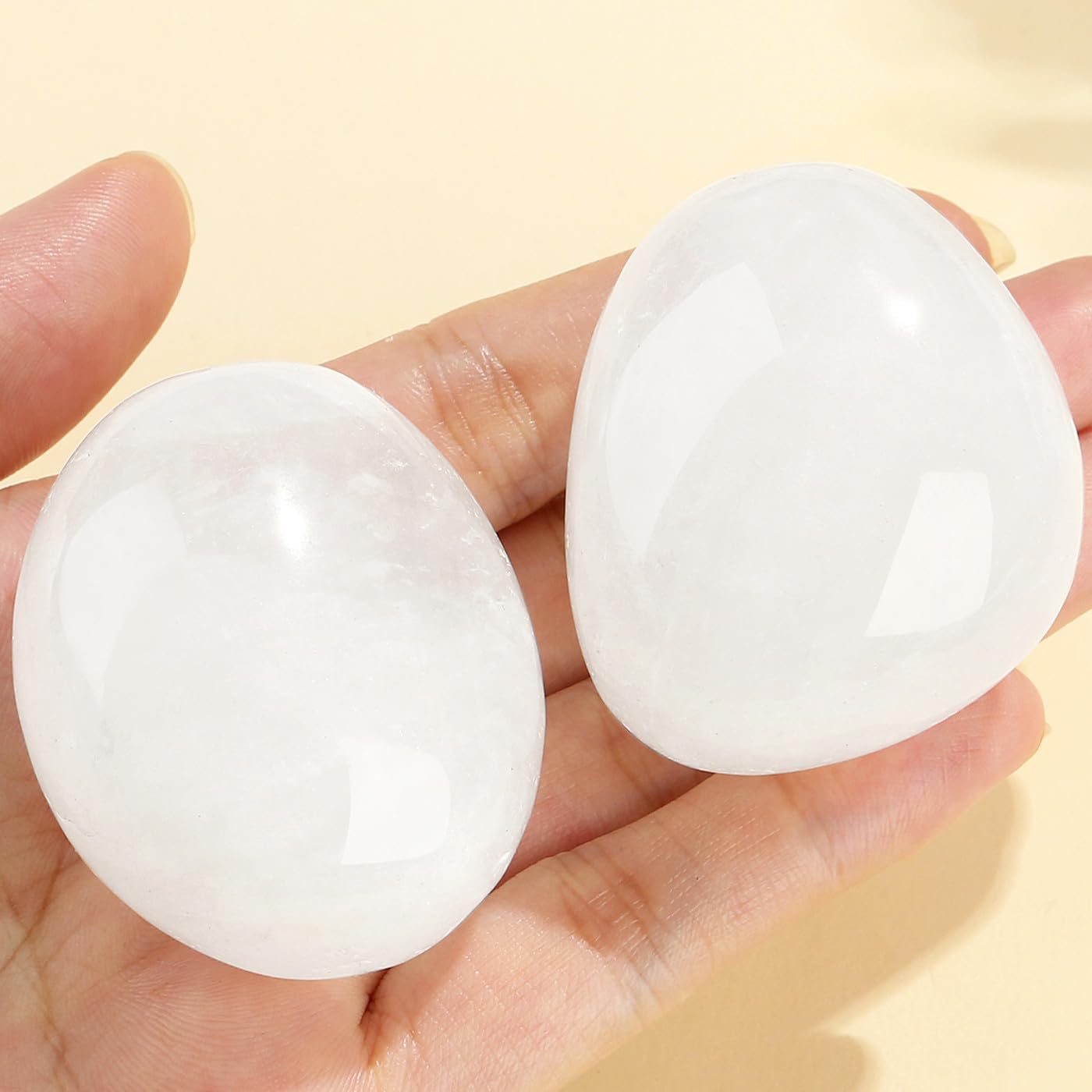 MAIBAOTA 1.6-2.0'' Clear Quartz Crystal Large Quartz Crystals Reiki Natural Tumbled White Polished Stones for Energy Witchcraft