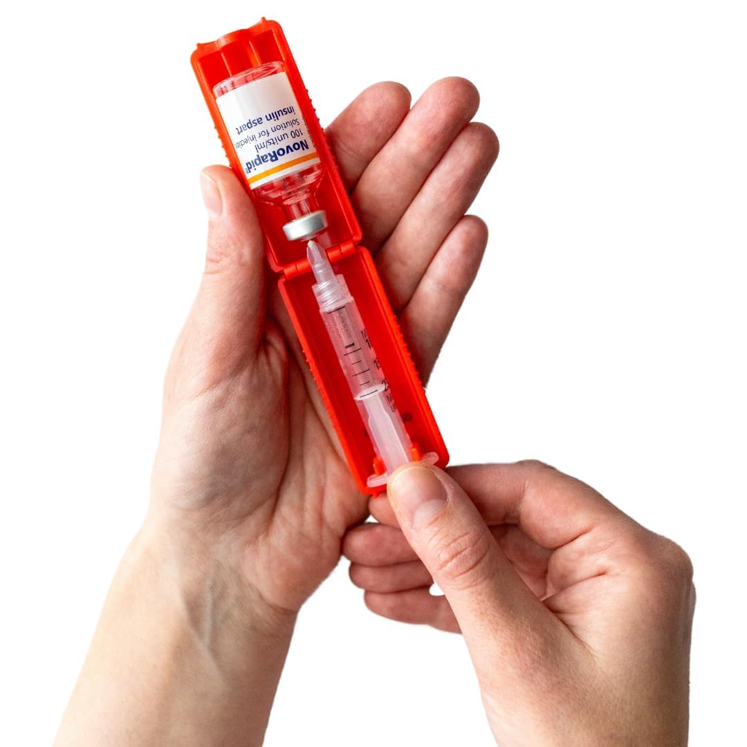 Omnipod T1me Vial Syringe Insulin Filling Support, Insulin transfer device for Type 1 Type 2 diabetes, Bottle Protector Case, Vi