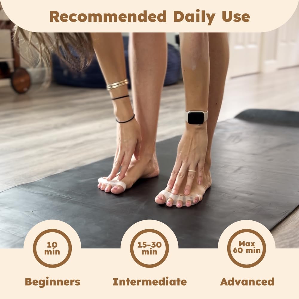 YOGABODY Naturals Toe Spreaders & Separators, Fast Pain Relief from Hammertoe & Bunions, Two Pairs in Stylish Wooden Box, Latex-
