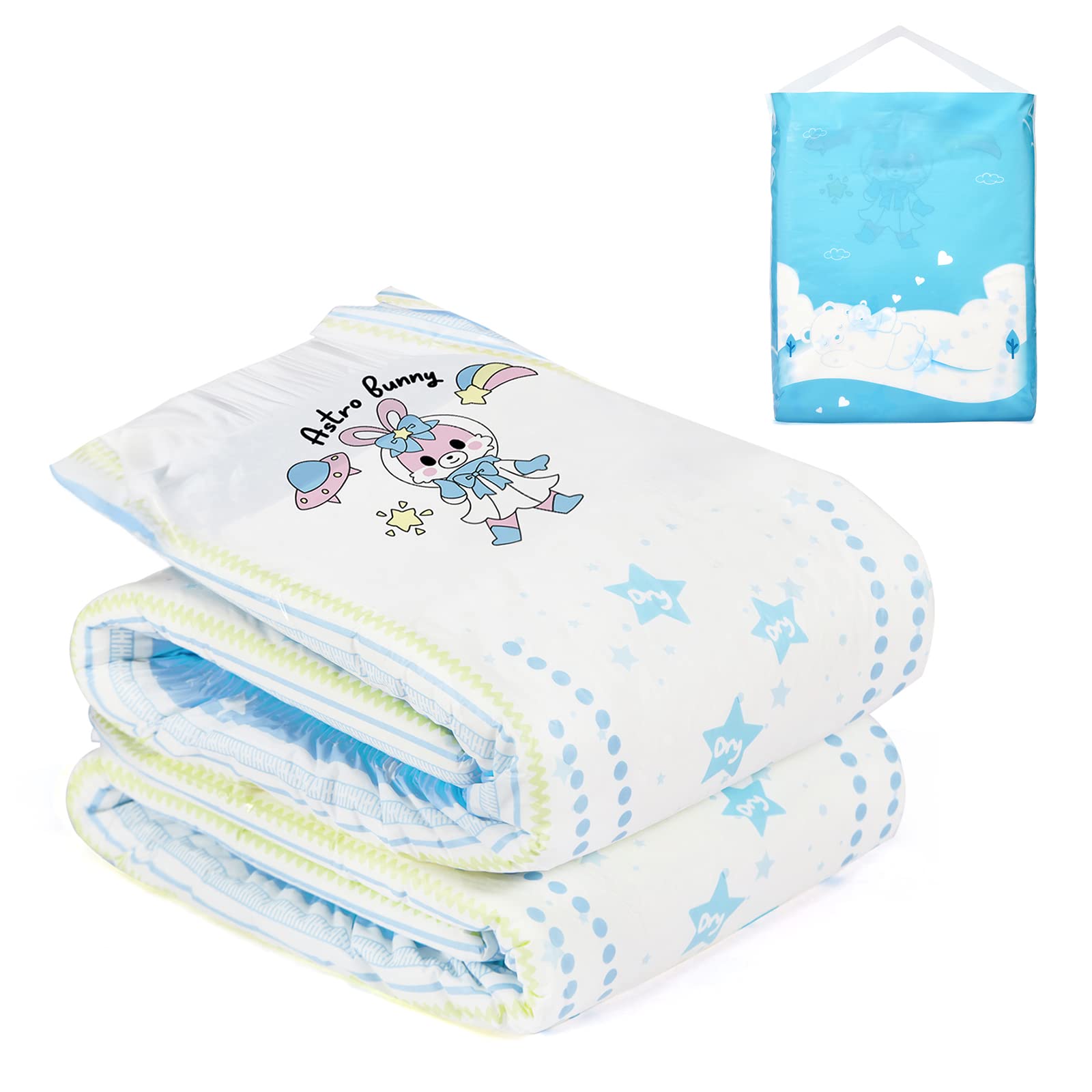 Littleforbig Printed Diaper 2 Pieces Pack 3 Prints Random Assorted - Astro Babies (Large 36-48)