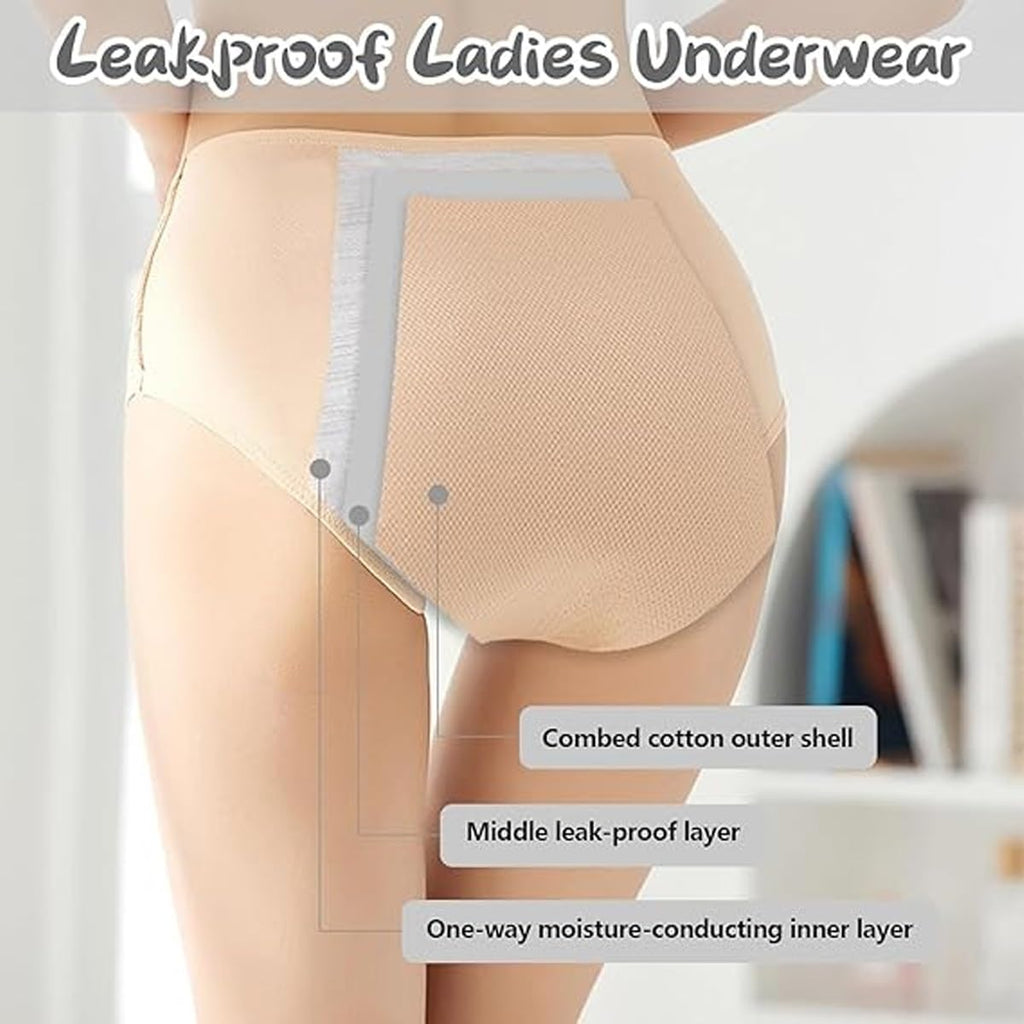 IDCWZL Leakproof Panties for Women Over 60 Leak Proof Ladies Underwear with Incontinence Comfortable(5pc-d,4X-Large)