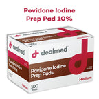 Dealmed Povidone Iodine Prep Pad 10% - Individually Sealed Packets Perfect for Wound Care and Portable First Aid Kits, 100/Box (