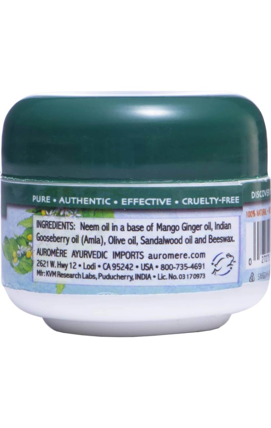 Auromere Ayurvedic Neem Balm - All Natural Rosacea, Eczema And Psoriasis Cream for Face and Body - Contains 34% Neem Oil for Ski