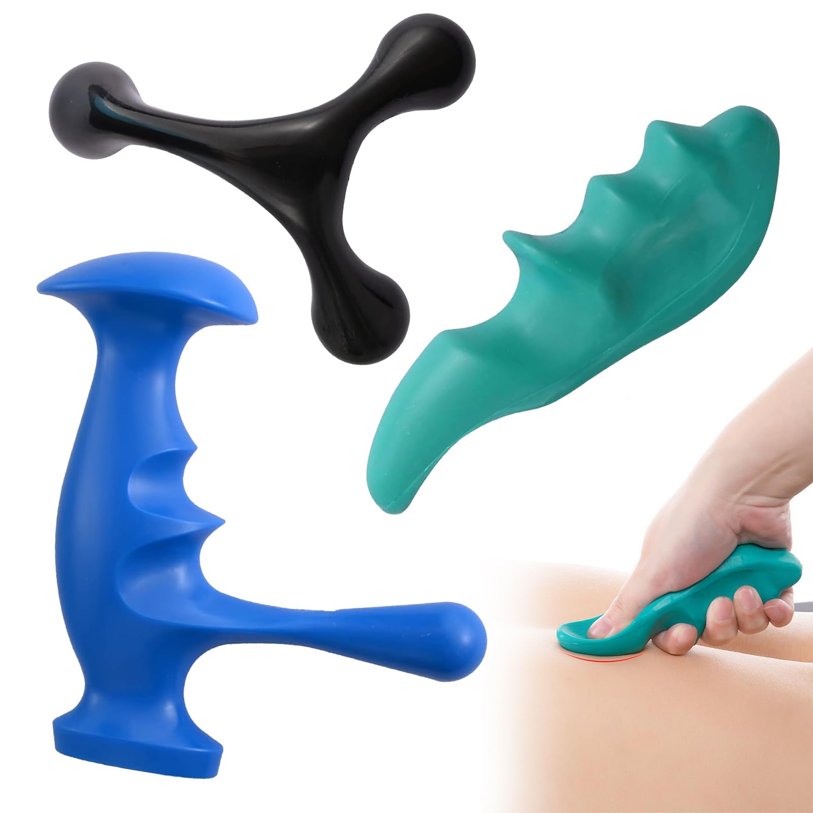 hautllaif Manual Trigger Point Massage Tool and Thumb Saver for Full Body Deep Tissue Massage, Set Include 1 Green Thumb Protect