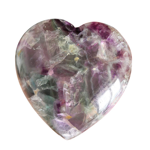 Loveliome Natural Fluorite Heart Love Chakra Stone,Polished Palm Crystals and Healing Stone (2.17 Inch)