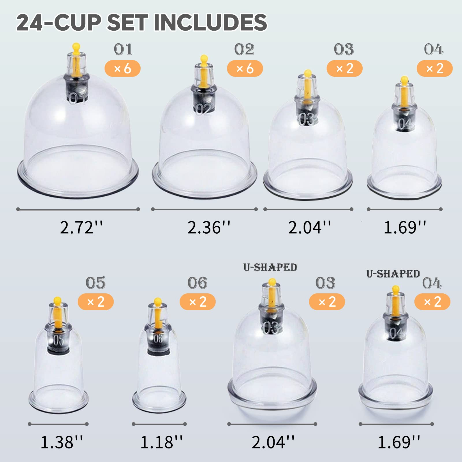 AIKOTOO Cupping Set Massage Therapy Cups Cupping Kit for Body Cellulite 24 Suction Cups