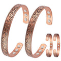 2PCS Copper Bracelets for Women 100% Pure Copper Bracelet Cuff Bangle Strength Magnets Adjustable Copper Magnetic Bracelet with 