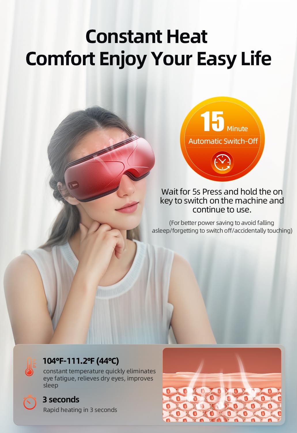 Llano Valentine's Day Mother's Day Gift,Upgrade Eye Massager with Heat, Portable Eye Massage with Bluetooth Music, Eye Mask Mass
