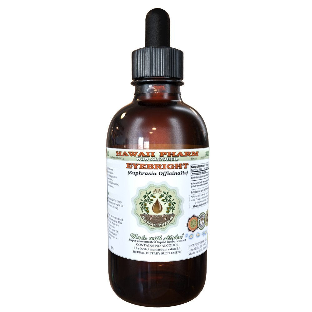 Eyebright Alcohol-Free Liquid Extract, Organic Eyebright (Euphrasia officinalis) Dried Herb Glycerite Hawaii Pharm Natural Herba