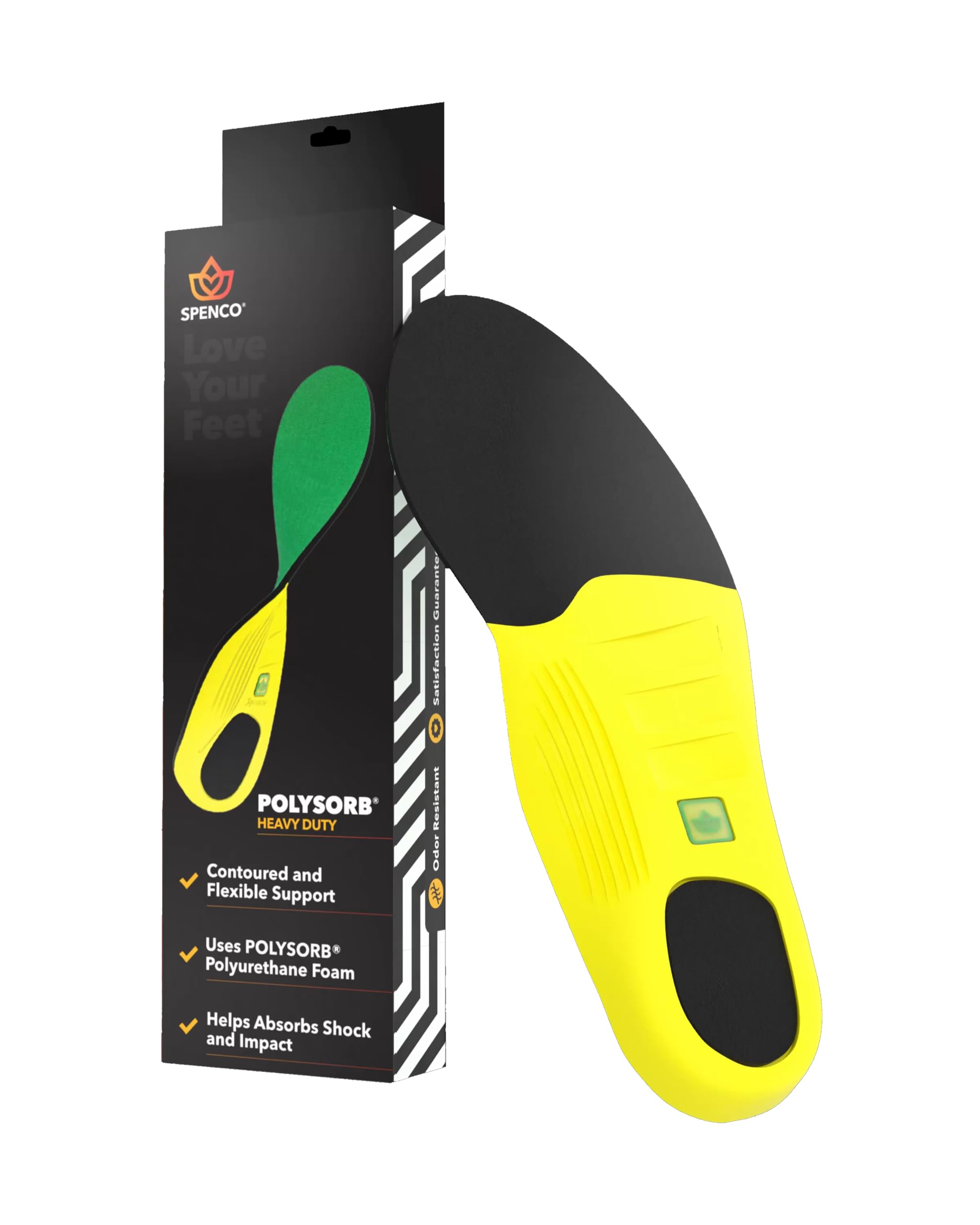 Spenco PolySorb Heavy Duty Insoles - Performance Foam Shoe Inserts w/ 4-Way Stretch Fabric & SpenCore Layer for Shock Absorption