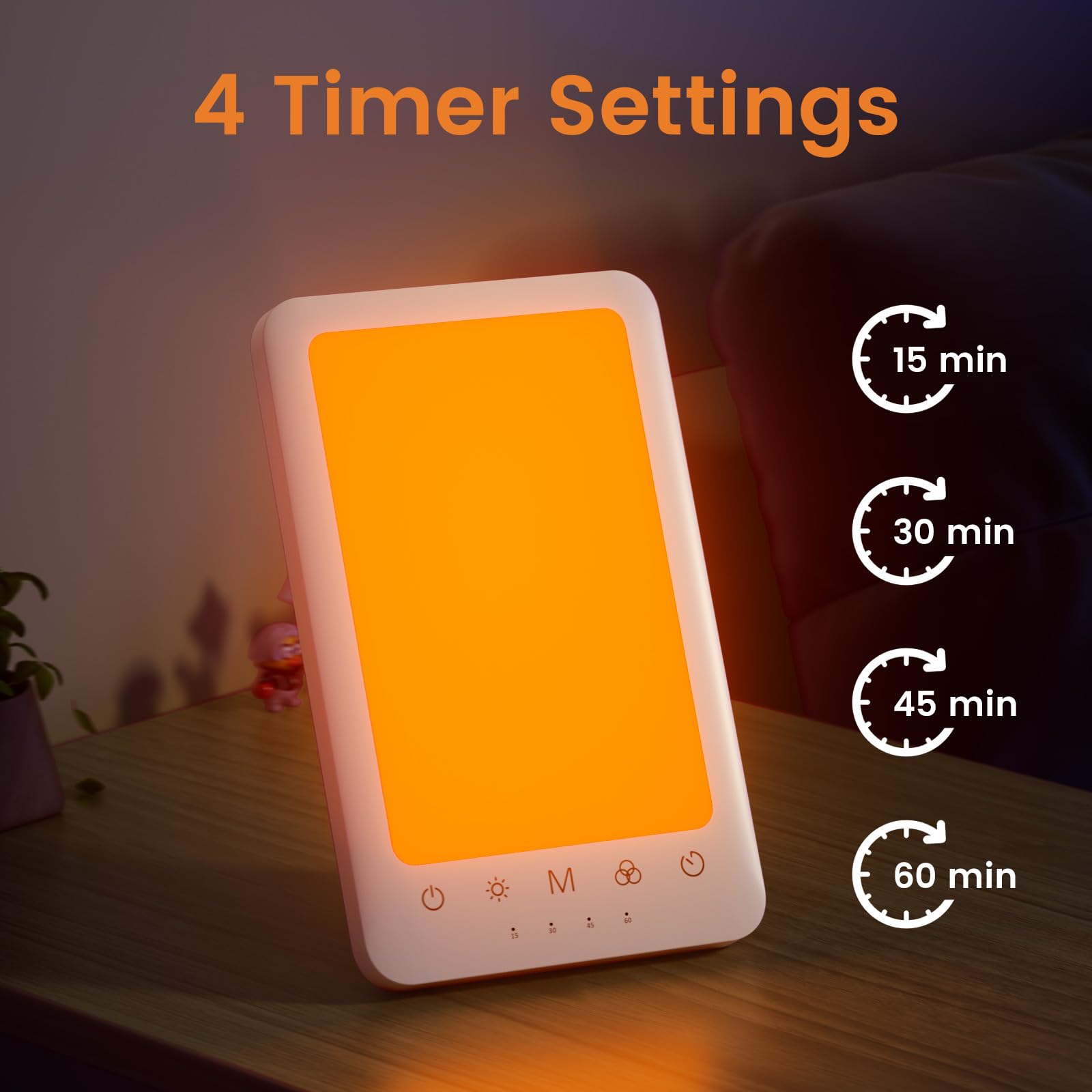 LASTAR Light Therapy Lamp, 10000 Lux Sun Therapy Light with 4 Color Temperature & 11 Colored Lights, Portable Sunlight Lamp with
